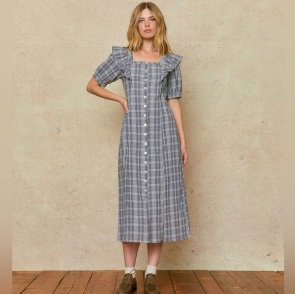Christy Dawn Darcy dress in blue azure plaid, small - Picture 4 of 9